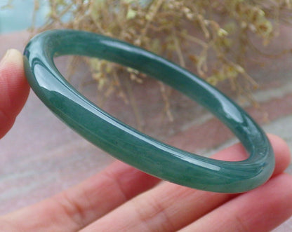 Certified Icy Green Burma 100% Natural A JADE Jadeite Circle Bangle Bracelet 57 mm 手镯 648139 TN