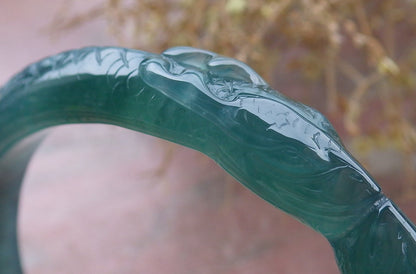 Certified Icy Green Burma 100% Natural A JADE Jadeite Snake Bangle Bracelet 58 mm 手镯 648175 TN