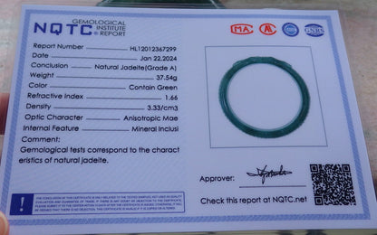Certified Icy Green Burma 100% Natural A JADE Jadeite Snake Bangle Bracelet 58 mm 手镯 648175 TN