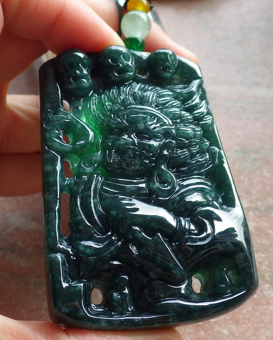 Certified Icy Green Burma 100% Natural A Jade jadeite pendant Human Skull Head Necklace 骷髅头 648236 TN