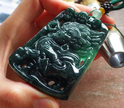 Certified Icy Green Burma 100% Natural A Jade jadeite pendant Human Skull Head Necklace 骷髅头 648236 TN
