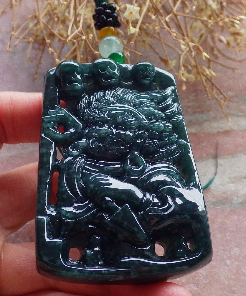 Certified Icy Green Burma 100% Natural A Jade jadeite pendant Human Skull Head Necklace 骷髅头 648236 TN