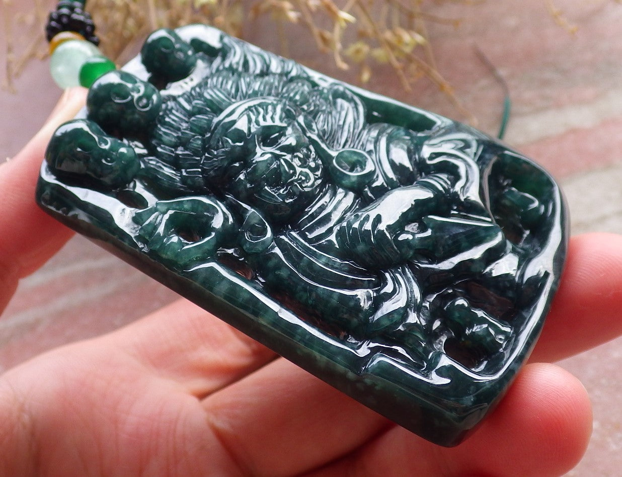 Certified Icy Green Burma 100% Natural A Jade jadeite pendant Human Skull Head Necklace 骷髅头 648236 TN