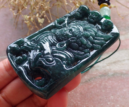 Certified Icy Green Burma 100% Natural A Jade jadeite pendant Human Skull Head Necklace 骷髅头 648236 TN