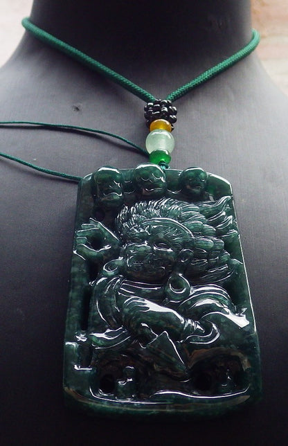 Certified Icy Green Burma 100% Natural A Jade jadeite pendant Human Skull Head Necklace 骷髅头 648236 TN