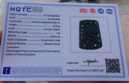 Certified Icy Green Burma 100% Natural A Jade jadeite pendant Human Skull Head Necklace 骷髅头 648236 TN