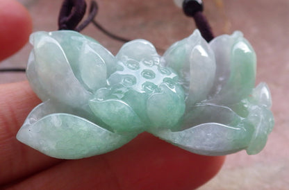 Certified Green Pale Lavender Burma 100% Natural A Jade jadeite Pendant Butterfly Flower Necklace 蝴蝶 花开富贵 648309 TN