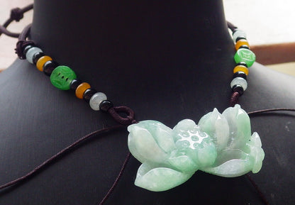 Certified Green Pale Lavender Burma 100% Natural A Jade jadeite Pendant Butterfly Flower Necklace 蝴蝶 花开富贵 648309 TN