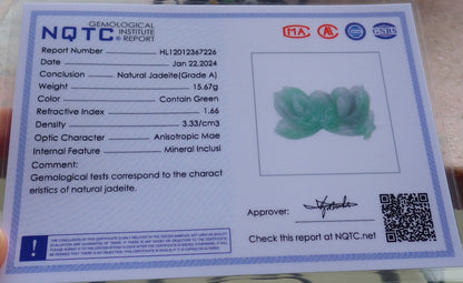 Certified Green Pale Lavender Burma 100% Natural A Jade jadeite Pendant Butterfly Flower Necklace 蝴蝶 花开富贵 648309 TN