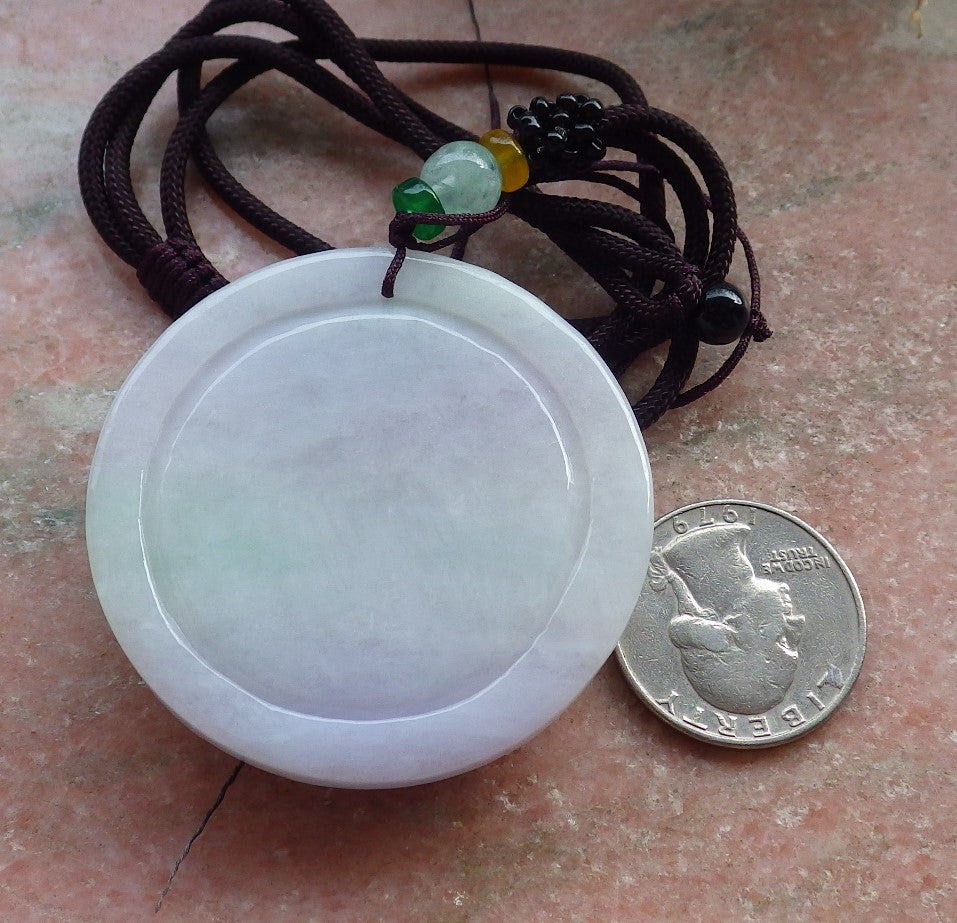 Certified Lavender Green Burma 100% Natural A Jade jadeite Pendant Guanyin Kwan Yin Necklace 观音 648319 TN