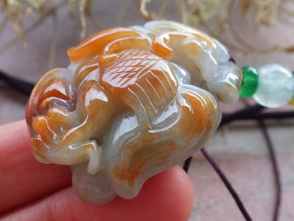 Certified Red Burma 100% Natural A Jade jadeite Pendant Phoenix Rooster Yuan Bao Necklace 招财鸡 648329 TN