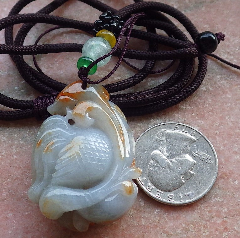 Certified Red Burma 100% Natural A Jade jadeite Pendant Phoenix Rooster Yuan Bao Necklace 招财鸡 648329 TN