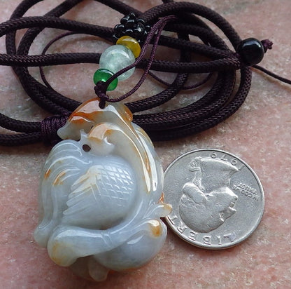 Certified Red Burma 100% Natural A Jade jadeite Pendant Phoenix Rooster Yuan Bao Necklace 招财鸡 648329 TN