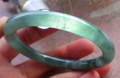 Certified Icy Green Burma 100% Natural A JADE Jadeite Circle Bangle Bracelet 56 mm 手镯 648345 TN