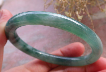 Certified Icy Green Burma 100% Natural A JADE Jadeite Circle Bangle Bracelet 56 mm 手镯 648345 TN
