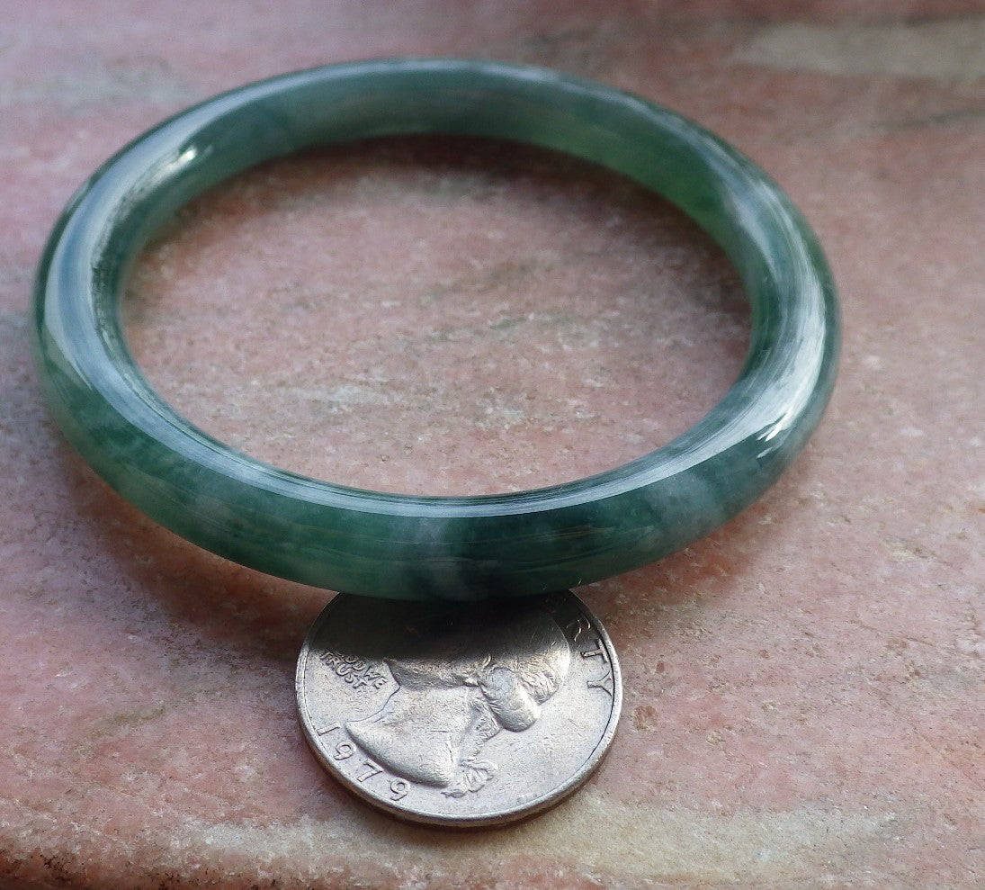 Certified Icy Green Burma 100% Natural A JADE Jadeite Circle Bangle Bracelet 56 mm 手镯 648345 TN