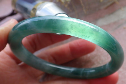 Certified Icy Green Burma 100% Natural A JADE Jadeite Circle Bangle Bracelet 56 mm 手镯 648361 TN