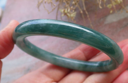 Certified Icy Green Burma 100% Natural A JADE Jadeite Circle Bangle Bracelet 56 mm 手镯 648361 TN