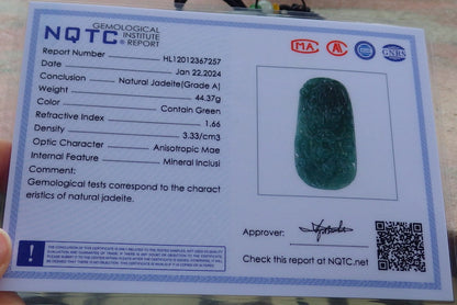 Certified Green Burma 100% Natural A Jade jadeite Pendant Dragon Bead Necklace 生意兴隆 648502 TN