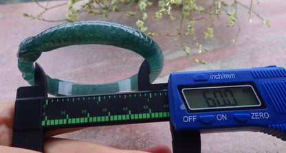 Certified Icy Green Burma 100% Natural A JADE Jadeite Snake Flower Bangle Bracelet 60 mm 手镯 648557 TN