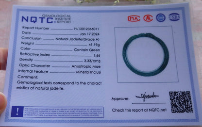 Certified Icy Green Burma 100% Natural A JADE Jadeite Snake Flower Bangle Bracelet 60 mm 手镯 648557 TN