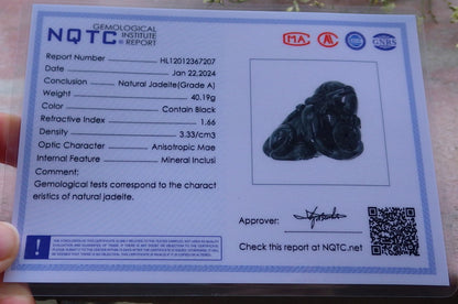 Certified Black Burma 100% Natural A Jade jadeite Pendant Monkey Coin Necklace 猴子 648622 TN