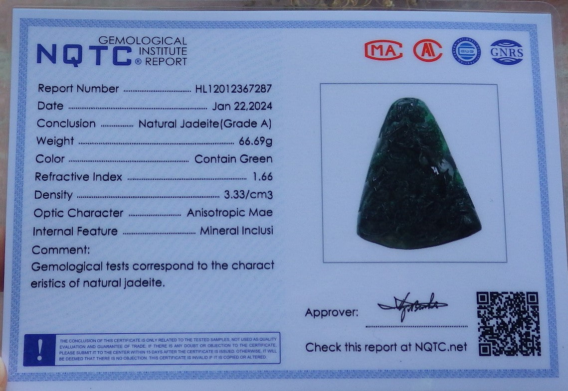 Certified Icy Green Burma 100% Natural A Jade jadeite Landscape painting Tree Necklace Necklace 山水画 648648 TN