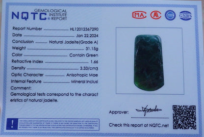 Certified Icy Green Burma 100% Natural A Jade jadeite Landscape painting Tree Necklace Necklace 山水画 648657 TN