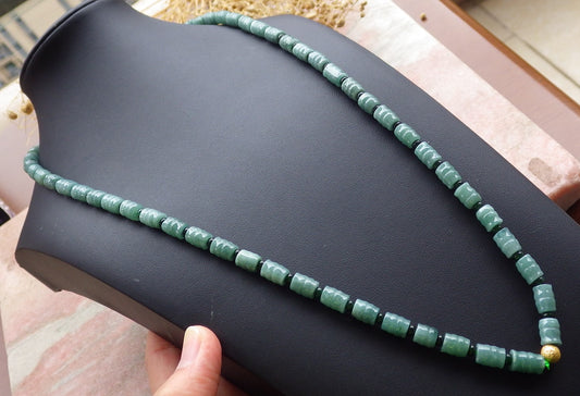 Certified Green Burma 100% Natural A JADE Jadeite bead Beads Circle Bamboo Necklace 24 inches 项链 648665 TN