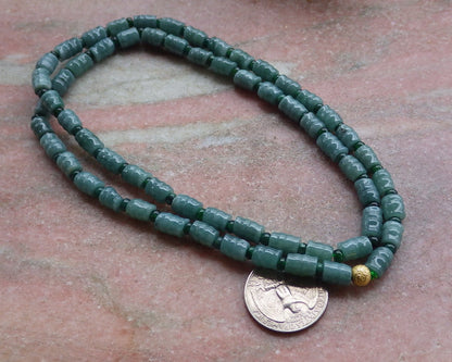 Certified Green Burma 100% Natural A JADE Jadeite bead Beads Circle Bamboo Necklace 24 inches 项链 648703 TN