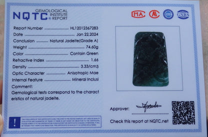 Certified Icy Green Burma 100% Natural A Jade jadeite Landscape painting Tree Necklace Necklace 山水画 648711 TN