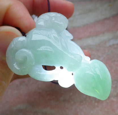 Certified Green Burma 100% Natural A Jade jadeite pendant Sheep Peach Necklace 喜气洋洋 648755 TN