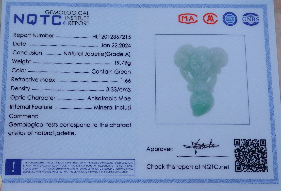 Certified Green Burma 100% Natural A Jade jadeite pendant Sheep Peach Necklace 喜气洋洋 648755 TN