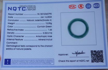 Certified Icy Green Burma 100% Natural A JADE Jadeite Mantra RING USA 12.75 六字真言戒指 648788 TN
