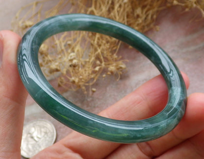 Certified Icy Green Burma 100% Natural A JADE Jadeite Circle Bangle Bracelet 56 mm 手镯 648810 TN