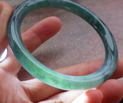 Certified Icy Green Burma 100% Natural A JADE Jadeite Circle Bangle Bracelet 56 mm 手镯 648821 TN