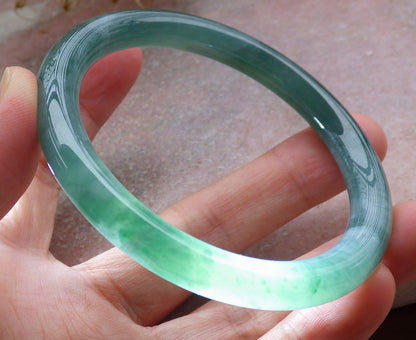 Certified Icy Green Burma 100% Natural A JADE Jadeite Circle Bangle Bracelet 56 mm 手镯 648821 TN