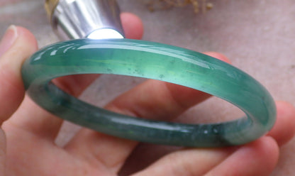 Certified Icy Green Burma 100% Natural A JADE Jadeite Circle Bangle Bracelet 56 mm 手镯 648830 TN