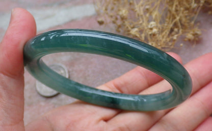 Certified Icy Green Burma 100% Natural A JADE Jadeite Circle Bangle Bracelet 56 mm 手镯 648830 TN