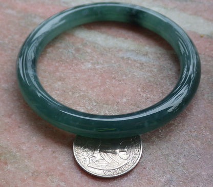 Certified Icy Green Burma 100% Natural A JADE Jadeite Circle Bangle Bracelet 56 mm 手镯 648830 TN