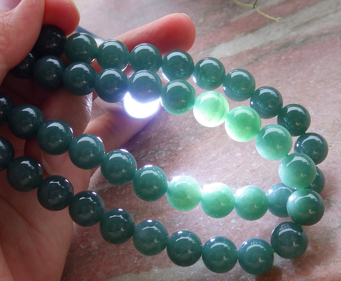 Certified Icy Green Burma 100% Natural A JADE Jadeite Bead Beads Necklace 26 inches 项链 648853 TN