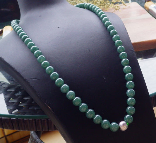 Certified Icy Green Burma 100% Natural A JADE Jadeite Bead Beads Necklace 26 inches 项链 648853 TN
