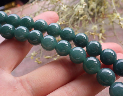 Certified Icy Green Burma 100% Natural A JADE Jadeite Bead Beads Necklace 26 inches 项链 648861 TN