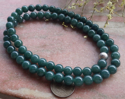 Certified Icy Green Burma 100% Natural A JADE Jadeite Bead Beads Necklace 26 inches 项链 648861 TN
