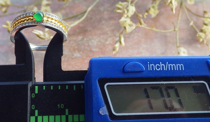 Certified Icy Green silver 0.925 Burma 100% Natural A JADE Jadeite Cabochon RING USA 6.25 戒指 648959 TN