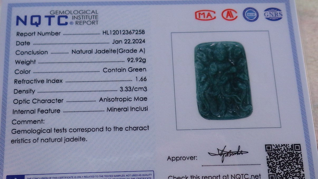 Certified Green Burma 100% Natural A Jade jadeite Pendant 1000 Hand Guanyin Kwan Yin Lotus Flower Necklace 观音 649009 TN