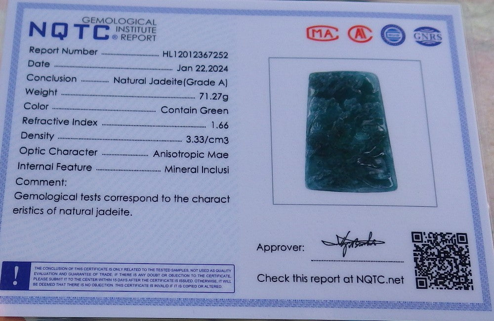 Certified Icy Green Burma 100% Natural A Jade jadeite Landscape painting Tree Necklace Necklace 山水画 649025 TN