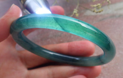 Certified Icy Green Burma 100% Natural A JADE Jadeite Circle Bangle Bracelet 57 mm 手镯 649032 TN