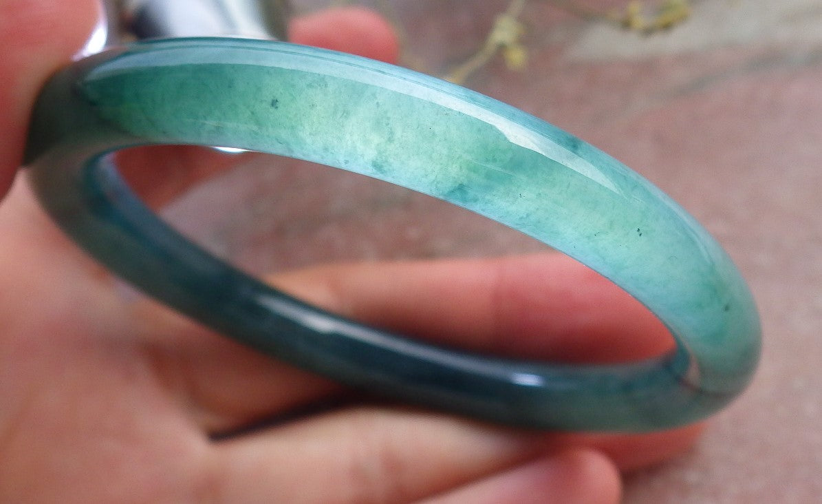 Certified Icy Green Burma 100% Natural A JADE Jadeite Circle Bangle Bracelet 57 mm 手镯 649032 TN