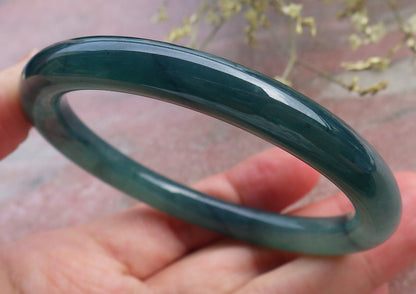 Certified Icy Green Burma 100% Natural A JADE Jadeite Circle Bangle Bracelet 57 mm 手镯 649032 TN